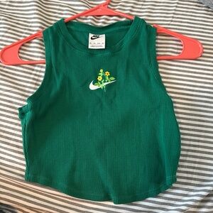 Nike Green Sleeveless Top with Floral Embroidery